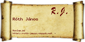 Róth János névjegykártya